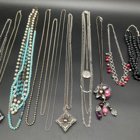 Vintage to Modern Costume Jewelry Lot 1.2 Lbs 11 Necklaces Faux Pearl Beaded