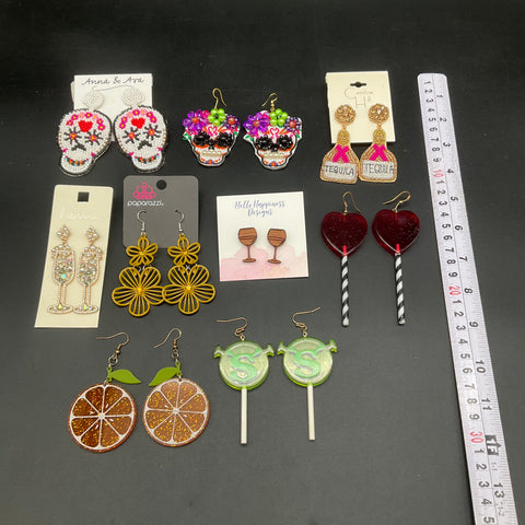 Caroline Hill Paparazzi Anna & Ava Novelty Beaded Acrylic Earring Lot of 9 Pairs
