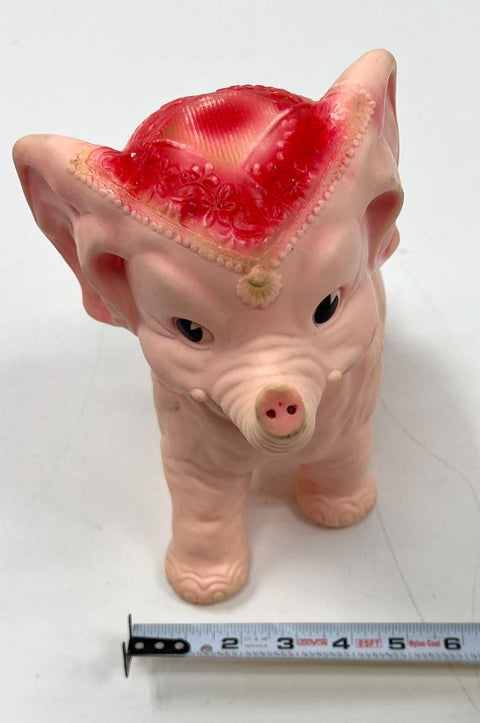 Sun Rubber Co Vintage 1951 Pink Elephant Rubber Toy Figurine 10 Inch