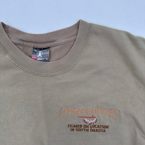 Vintage Dances with Wolves Shirt Embroidered Hanes Beefy-T South Dakota Sz L