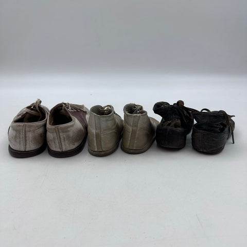 Vintage Lot of 3 Pairs Kids Shoes Saddle Boots Black Leather Size 8 4.75" Sole