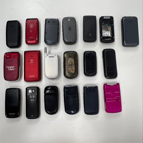 Mixed Brand Flip Phone Lot 19 Piece Samsung LG Motorola Nokia 4lb Bag Untested