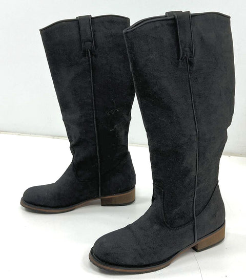 Diba 172602 Black Faux Suede Knee High Riding Boots Women's Size 8M NWT