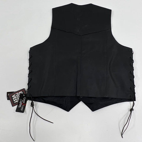 Coast to Coast Outfitters Leather Biker Vest Side Lace Snap Front Sz 3XL