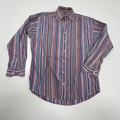 Vintage Y2K Burberry Multicolor Striped Cotton Button Down Shirt Men's M
