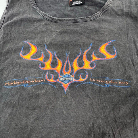 Vintage Y2K Harley-Davidson Thunder Mountain Flame Tank Top Made in USA Sz XL