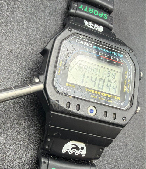 Vintage Casio TS-1200 Digital Thermometer Watch 100M Sporty
