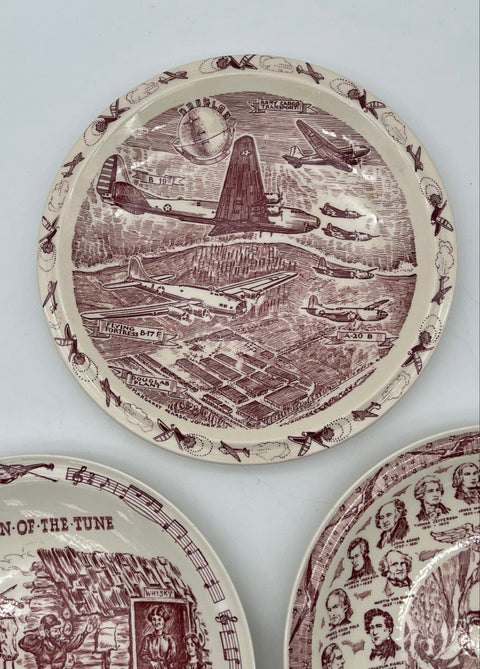Vernon Kilns Commemorative Plates Lot 3 Douglas Aircraft Arkansaw Presidential