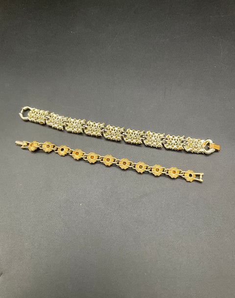 Vintage Lisner & Weiss Pink Rhinestone Bracelets Mid-Century Jewelry Lot of 2