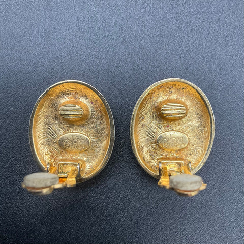 Joan Rivers Vintage Gold Tone Cameo Clip On Earrings Classical Portrait 1"
