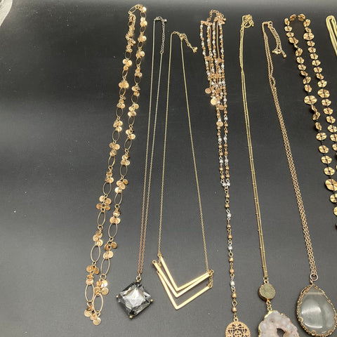 Victoria's Secret Fashion Jewelry Lot 9 Gold Tone Statement Necklaces Pendants