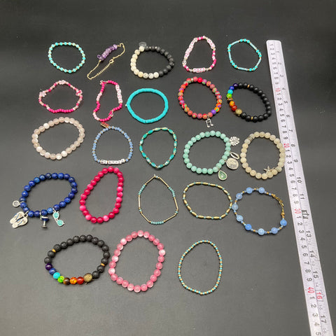 Mixed Fashion Jewelry Lot 22 Beaded Stretch Bracelets Chakra Lava Stone Charms