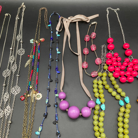 Wearable Costume Jewelry Lot of 12 Necklaces Beaded Statement Boho Styles
