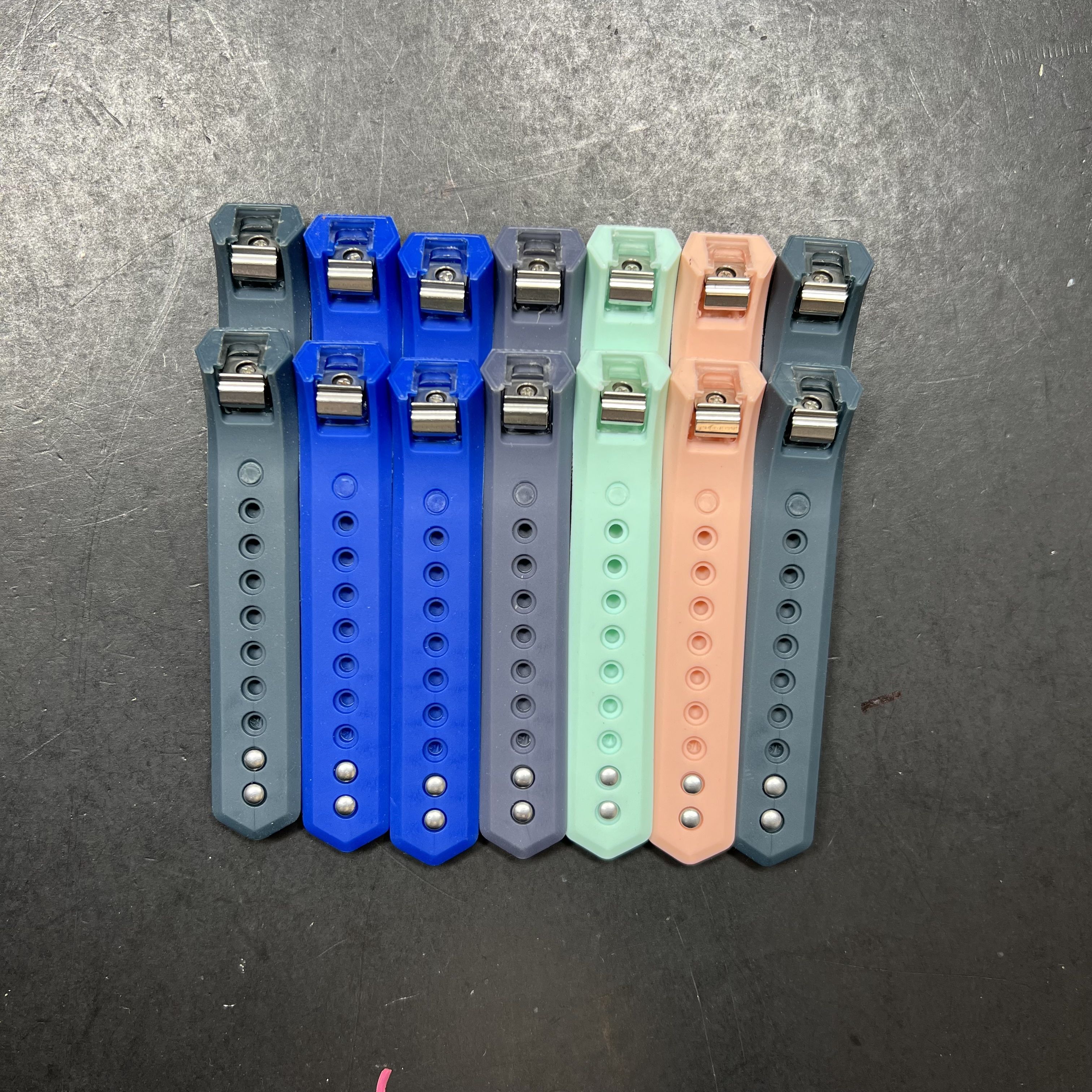 Lot of 7 Fitbit Watchbands Rubber Blue Peach Teal Activity Watchbands S/P