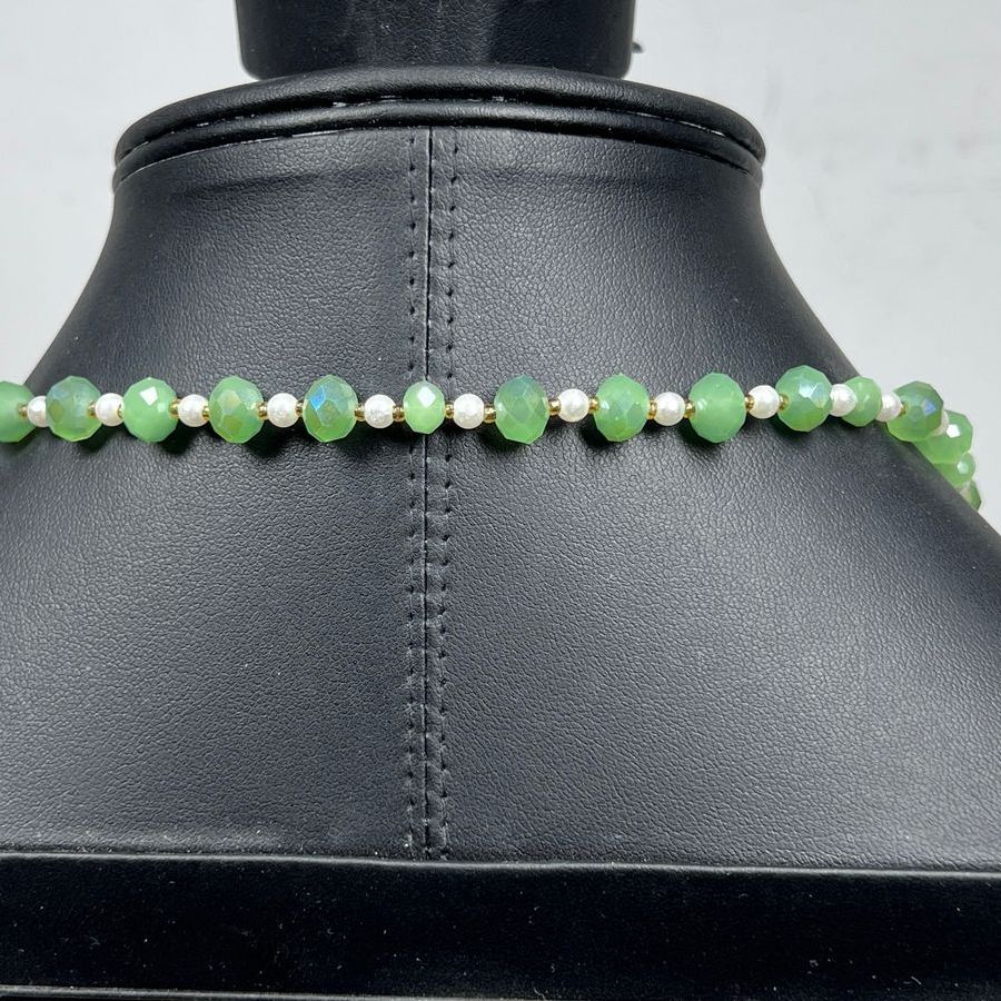 Green Multifaceted Beaded Tassel Necklace NWT