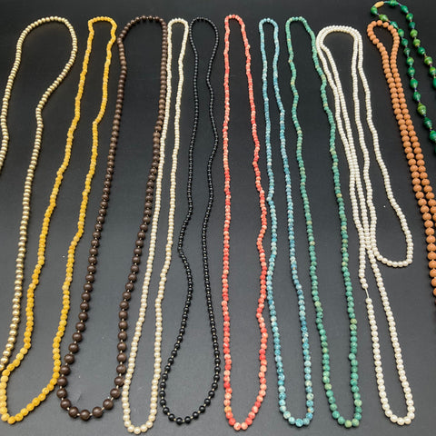 Vintage Bohemian Beaded Necklace Lot 12pc Faux Pearl Stone Wood Beads Eclectic