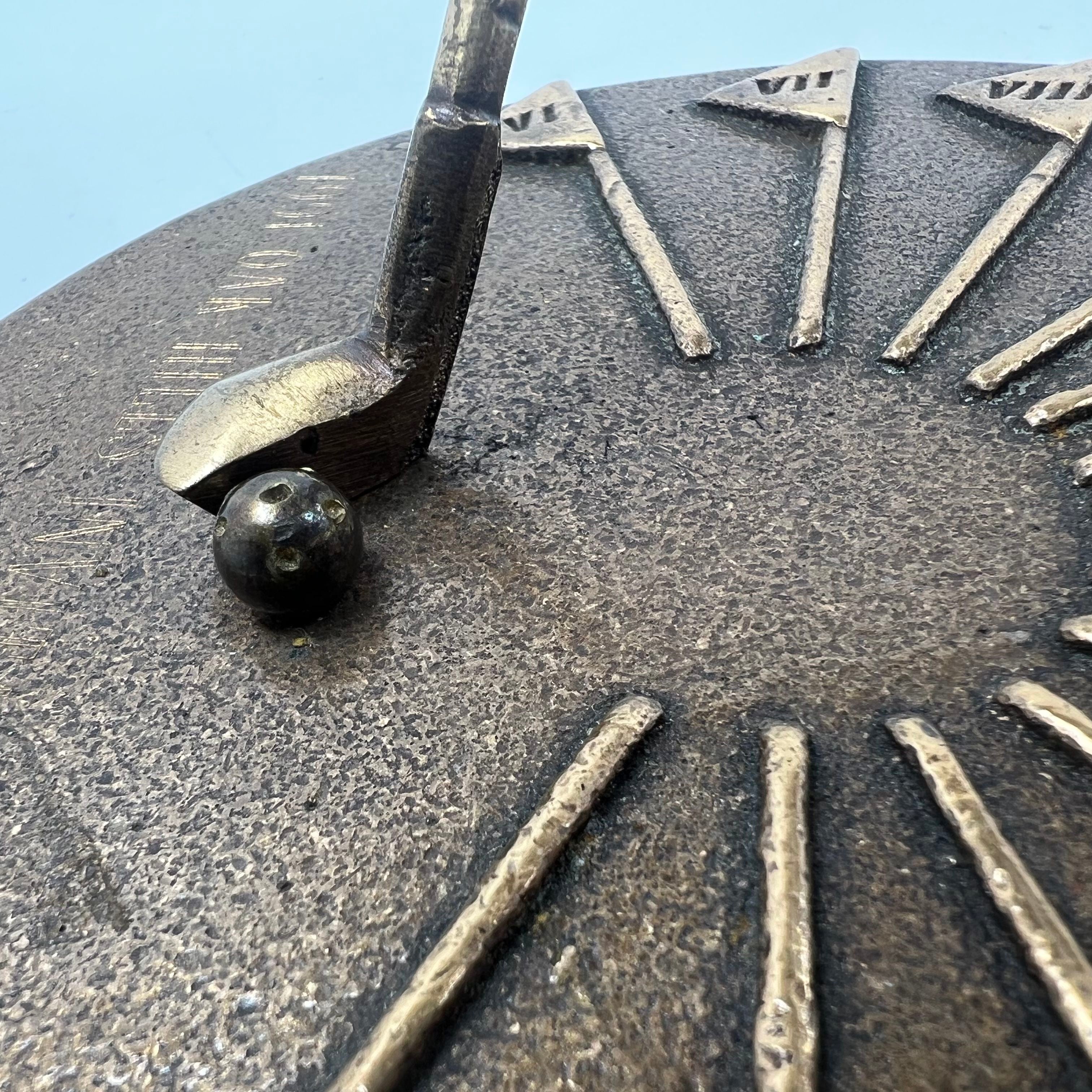 Andre Swan 1991 Oak Hills Invitational Golf Trophy Bronze Sundial Vintage