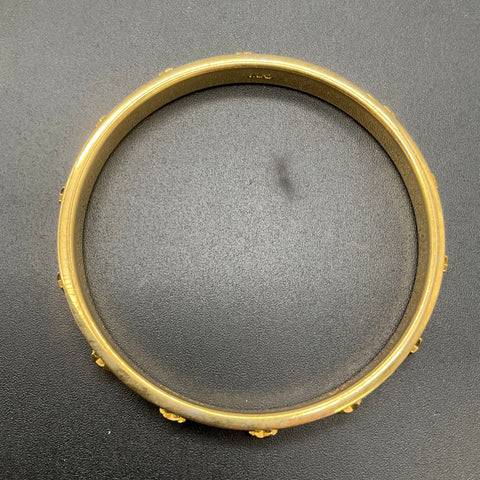 Coach Gold Tone Teal Enamel Raised Star Bangle Bracelet 7.75"