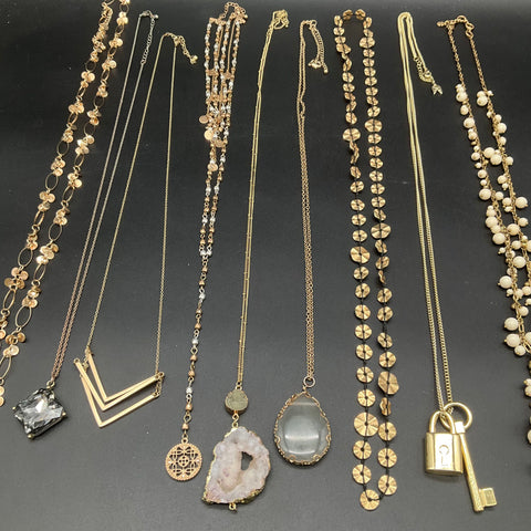 Victoria's Secret Fashion Jewelry Lot 9 Gold Tone Statement Necklaces Pendants