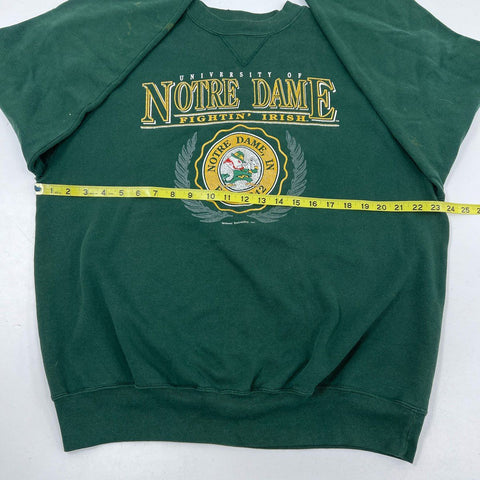 Vintage 90s Notre Dame Fighting Irish Leprechaun Crewneck Sweatshirt Green XL