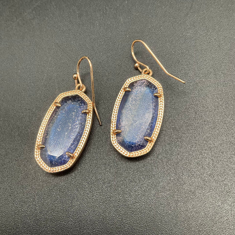 Kendra Scott Elisa Necklace White Kyocera Opal & Blue Goldstone Earrings Lot