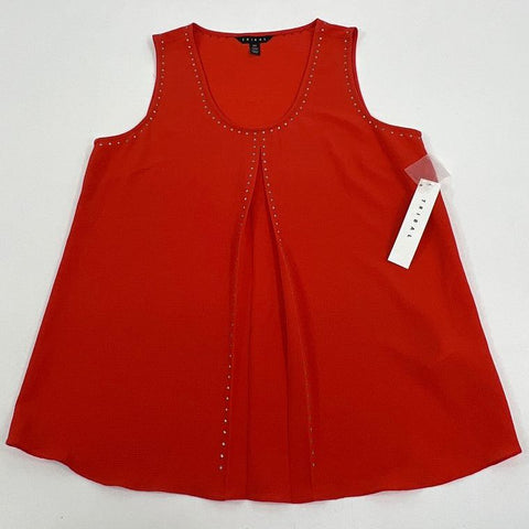 NWT Women's Tribal Orange-Red Studded Loose Polyester Tank Top - Size Small