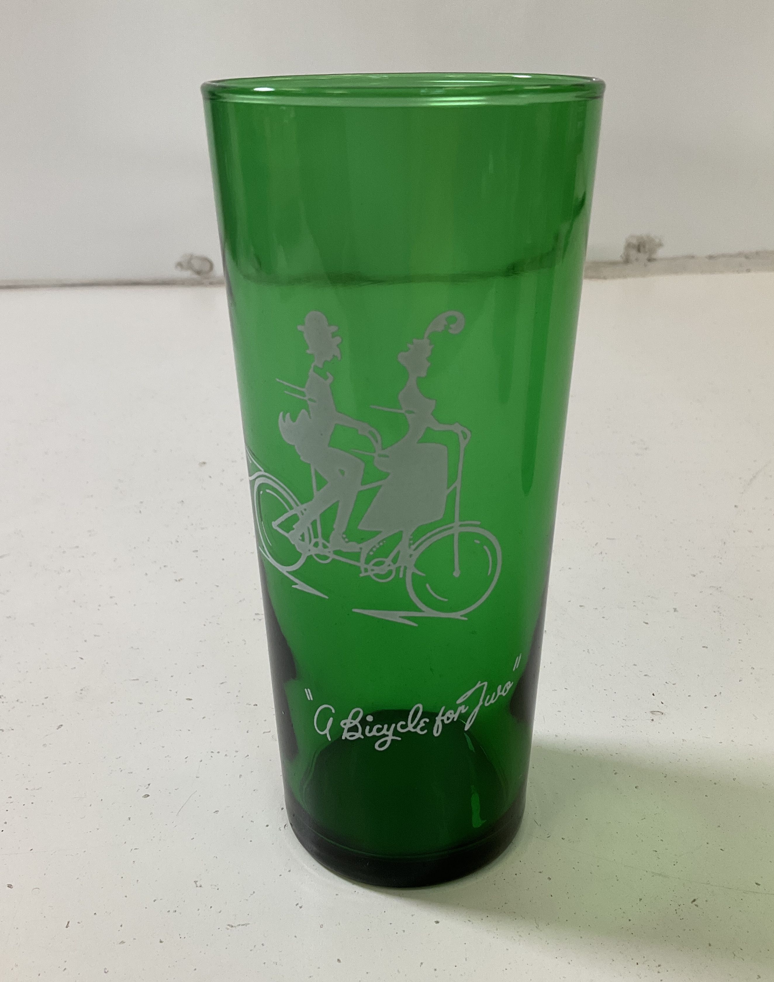 Set Of 6 Vintage Anchor Hocking Gay 90s Forest Green Collins Tumbler Glasses