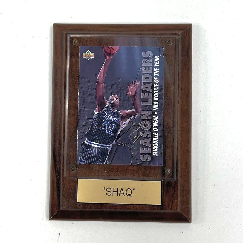Collectible VTG Shaq Basketball Rookie Trading Card On Wall Plaque C1990s