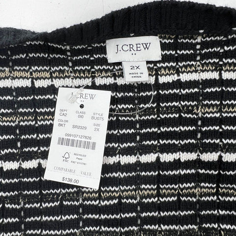J. Crew Women's Black White Plaid Cotton Cardigan Gold Buttons Sz 2X NWT