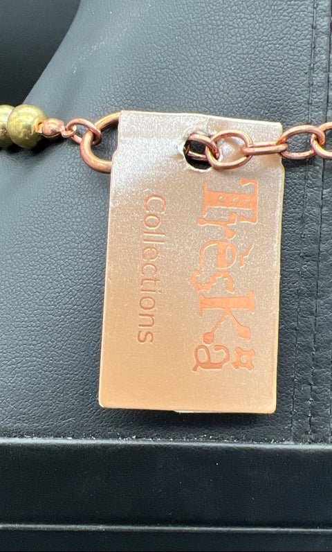 Treska Chunky Statement Necklace Multi Color Bead Bohemian Copper Tone NWT