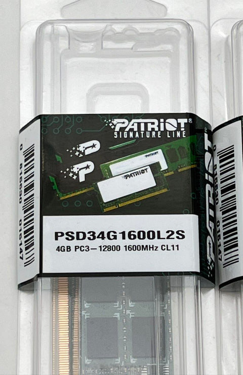 Patriot PSD34G1600L2S 4GB DDR3 1600MHz SODIMM Laptop Memory Lot of 6