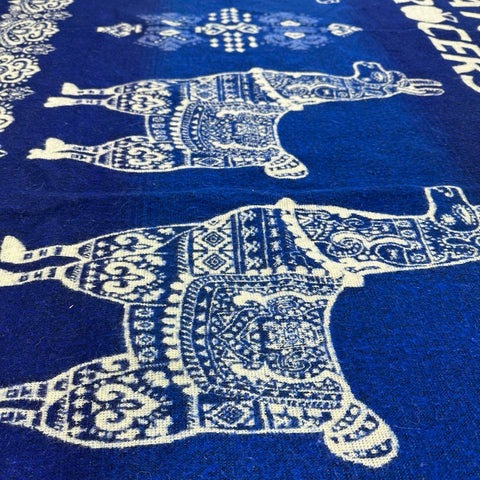 Natural Grocers Llama Blanket Blue Cream Woven Throw Promotional Merchandise
