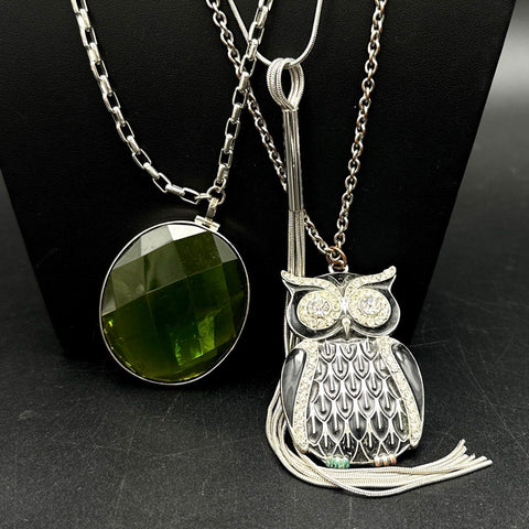 Mixed Fashion Jewelry Necklace Lot 20 Pcs Owl Locket KC Royals Silver Tone
