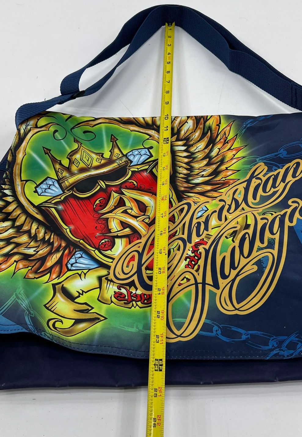 Y2K Vintage Christian Audigier Tattoo Heart Graphic Messenger Bag