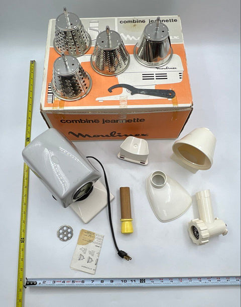 Vintage Moulinex Jeannette Food Processor Multi Grinder Shredder Set With Box