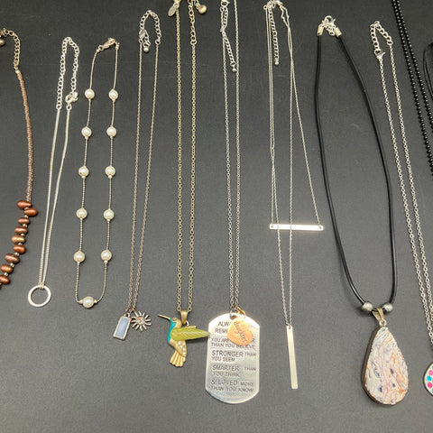 Fashion Jewelry Necklace Lot of 14 Pendants Beads Rhinestones Enamel Artistic