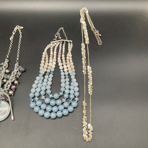 Chico's Statement Necklace Lot 5 Pieces Beaded Mother of Pearl Silver Tone