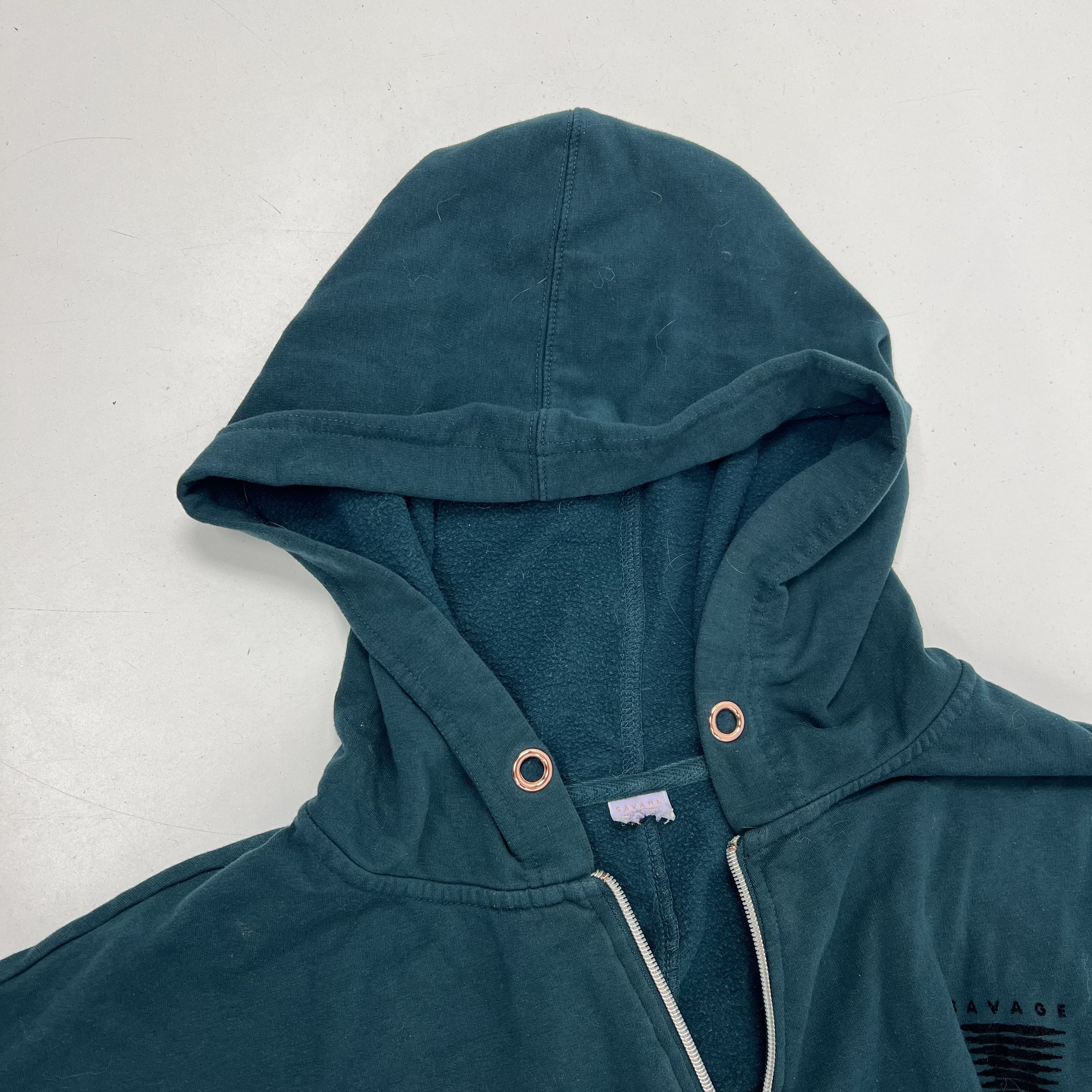 Savage X Fenty Dark Green Hooded Full Zip Logo Jumpsuit Romper Women's