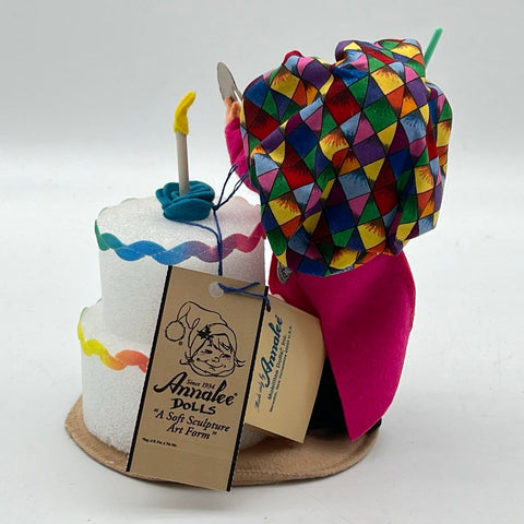 Annalee Dolls 15th Anniversary Doll Society Logo Kid Artist With Cake 1998-1999