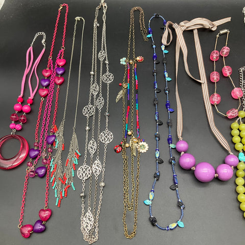 Wearable Costume Jewelry Lot of 12 Necklaces Beaded Statement Boho Styles