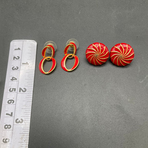 Vintage Napier Costume Jewelry Lot of 4 Necklace Earrings Gold Red Enamel