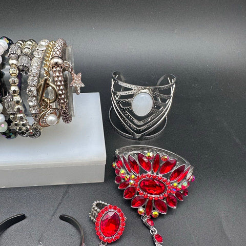 Costume Jewelry Lot 38pc Bracelets Bangles Cuffs Rhinestone Time and Tru Mixed