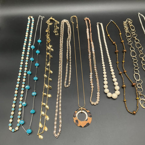 Mixed Costume Fashion Necklace Jewelry Lot 11pc Gold Silver Tone Faux Pearl