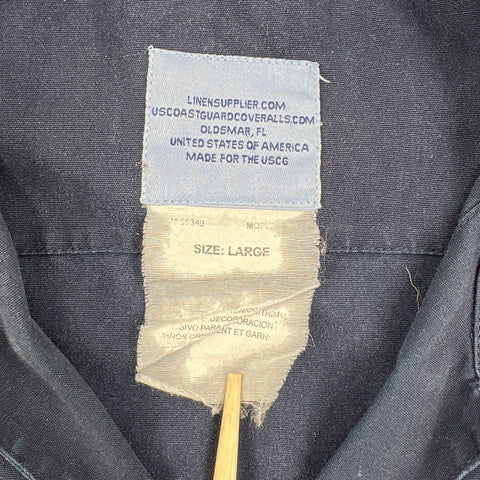 USCG Coast Guard Men's Coveralls Jumpsuit Navy Blue Distressed Painter L