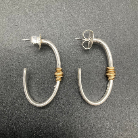 Robert Lee Morris Soho Sterling Silver 925 Wire Wrapped Hoop Earrings