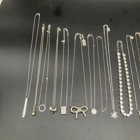 Fashion Costume Jewelry Necklace Lot of 19 Rhinestone Beaded Pendants Bow Coin