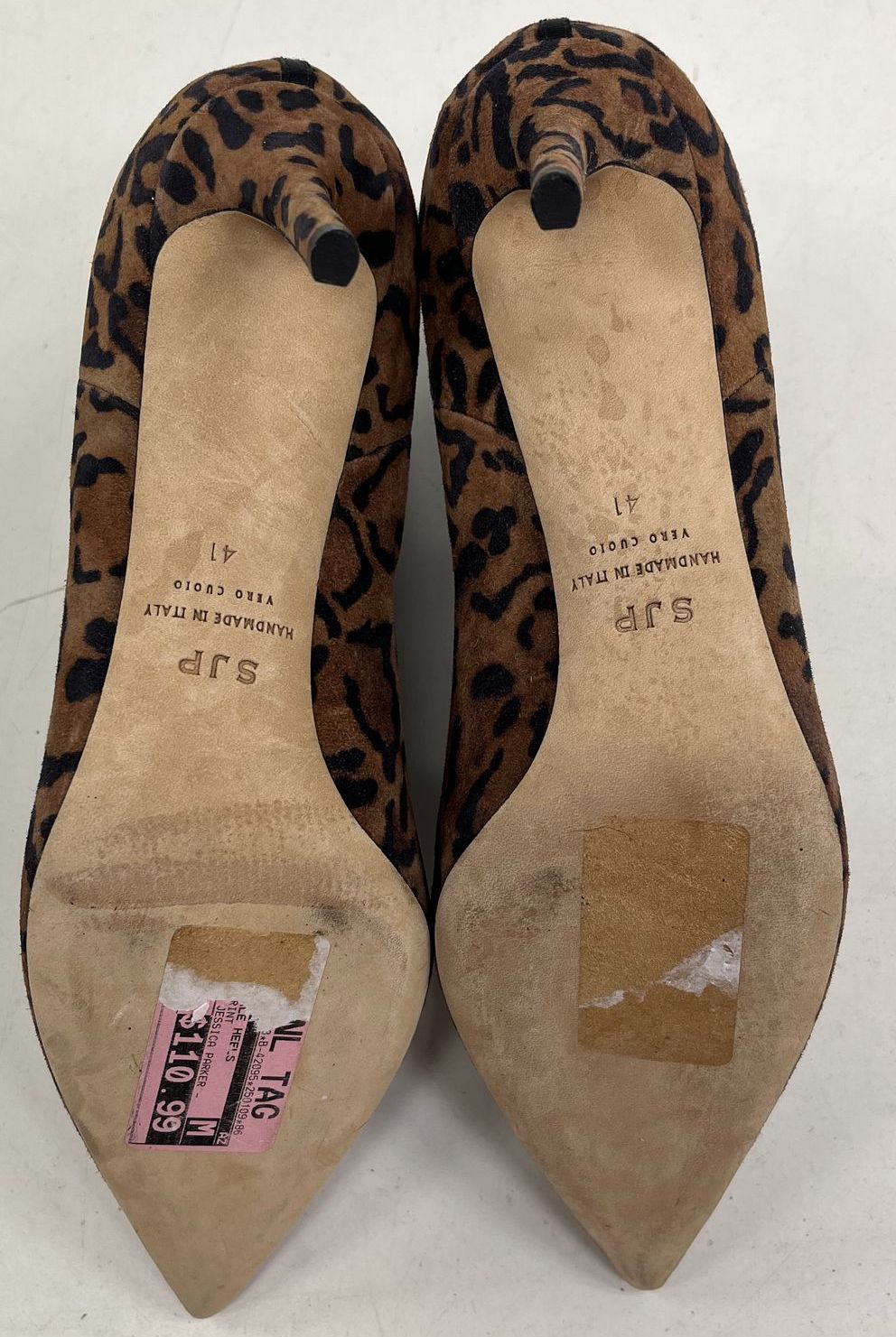 SJP by Sarah Jessica Parker Busker Leopard Suede Ankle Boots Size 41 US 11