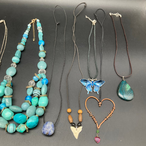 Vintage to Modern Costume Jewelry Lot of 10 Necklaces Beaded Turquoise Style