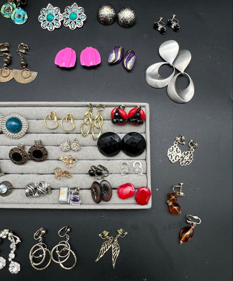 Vintage to Modern Costume Jewelry Lot Clip On Screw Back Earrings 35+ Pairs