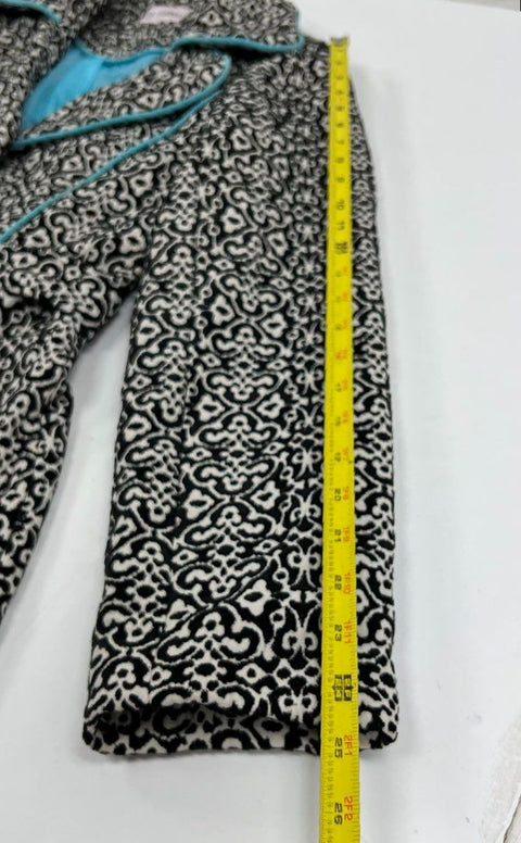 Vintage Y2K Three Sisters Women's Black Damask Chenille Belted Trench Coat M